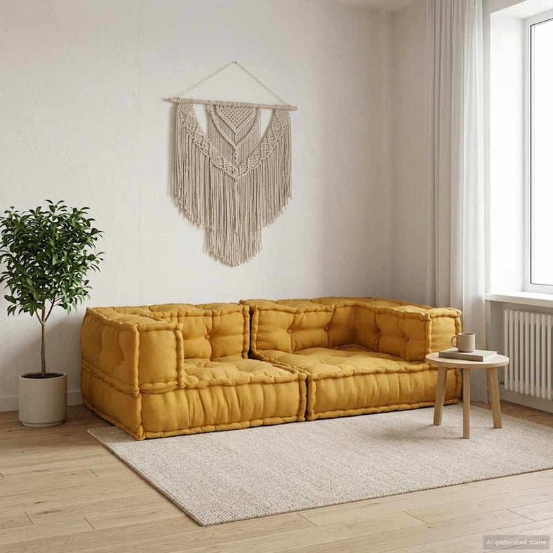 VidaXL canapé modulable 2 places 140x70x36 tissu jaune