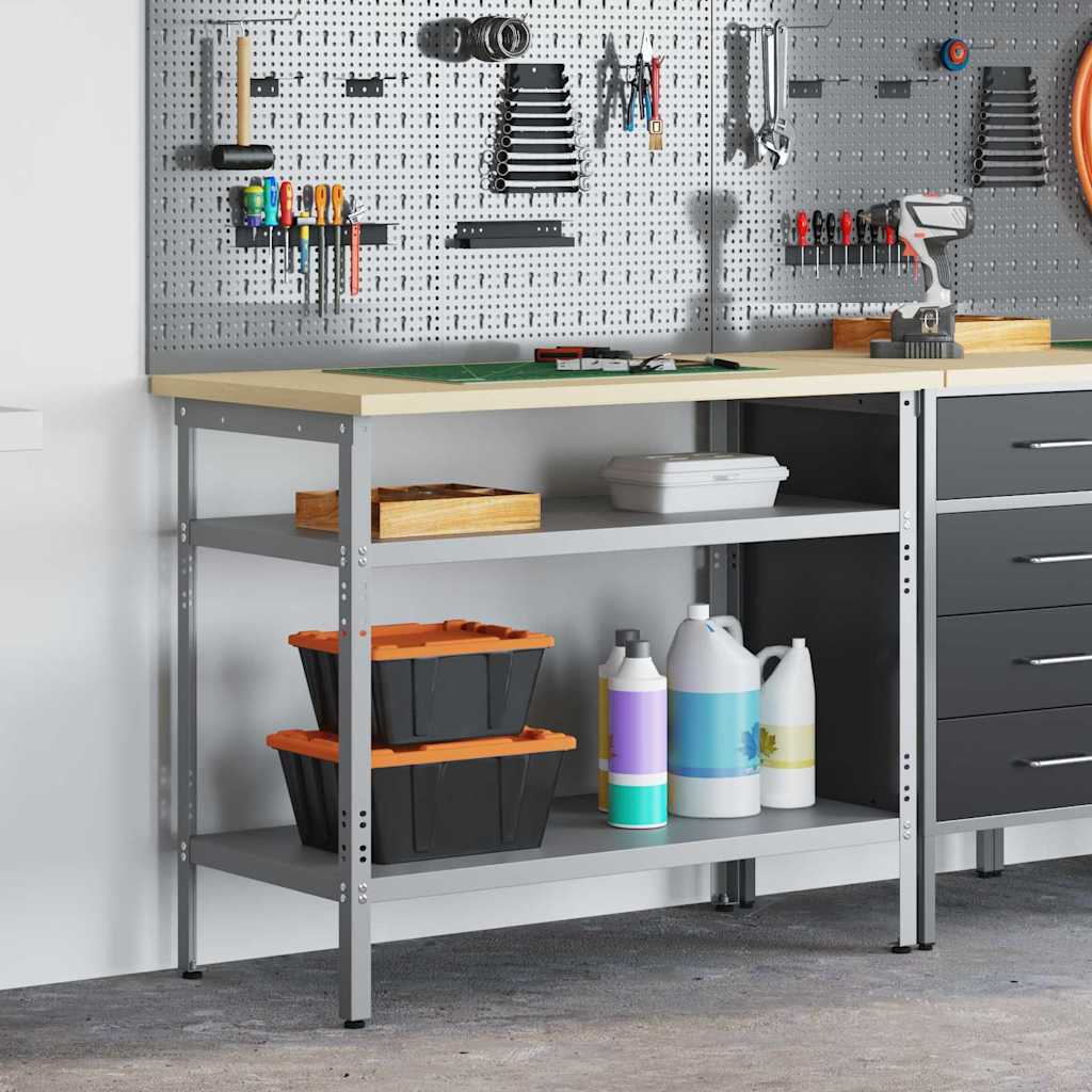 Vidaxxl table de travail avec étagère gris 100 x 55 x 85 cm acier thermolaqué