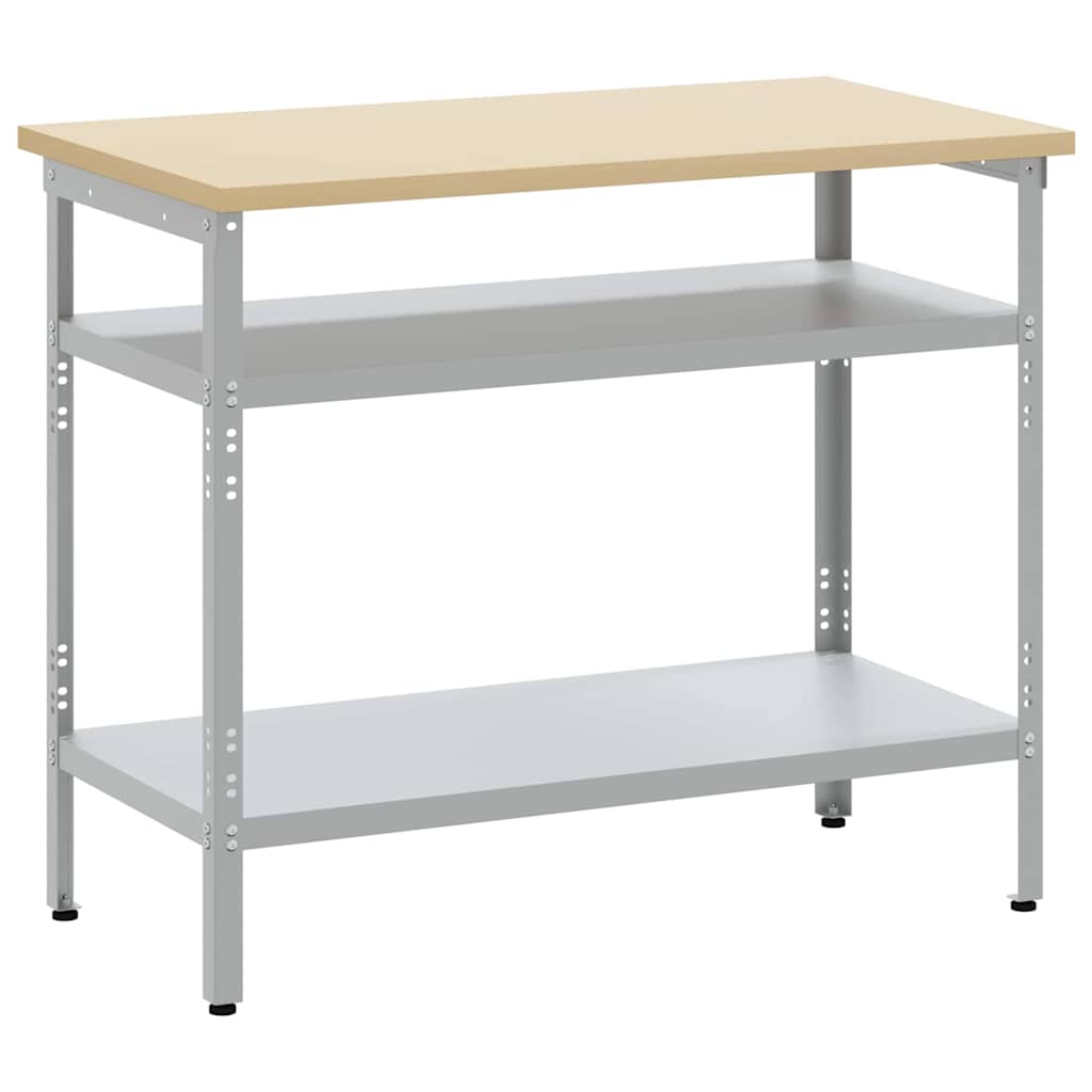 Vidaxxl table de travail avec étagère gris 100 x 55 x 85 cm acier thermolaqué