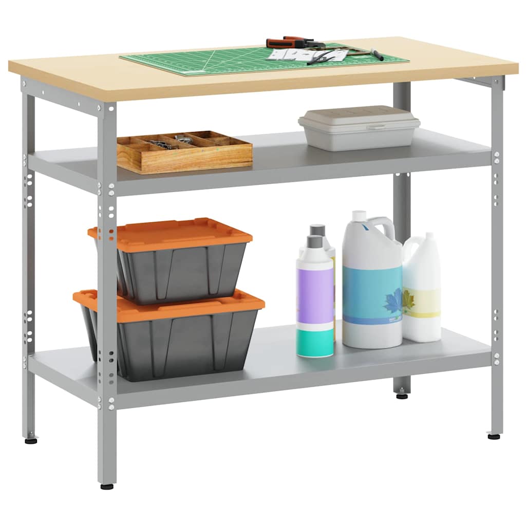 Vidaxxl table de travail avec étagère gris 100 x 55 x 85 cm acier thermolaqué