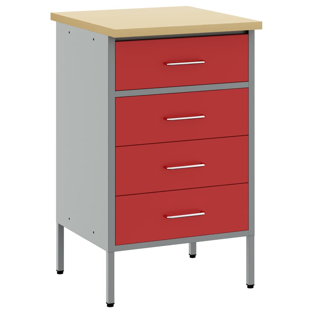 VidaXL établi rouge et gris 50 x 55 x 85 cm bois d'ingénierie et acier