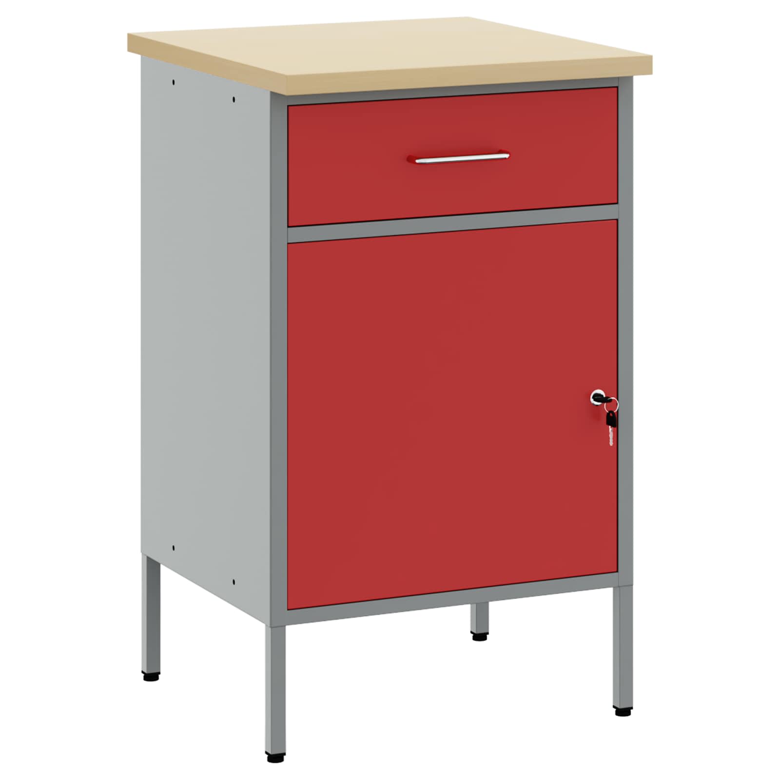 VidaXL établi rouge et gris 50 x 55 x 85 cm bois d'ingénierie et acier