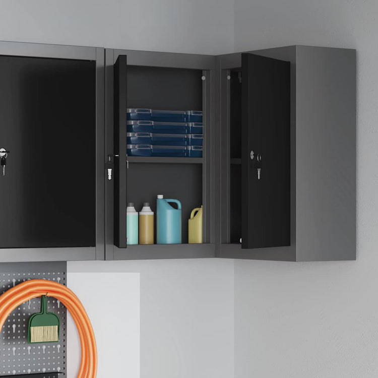 Vidaxxl armoire à outils avec étagère noir et gris 55 x 55 x 55 cm