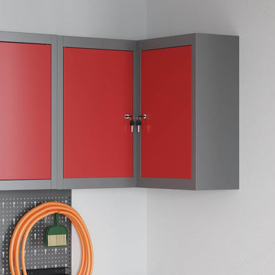 Vidaxxl armoire à outils avec étagère rouge et gris 55 x 55 x 55 cm