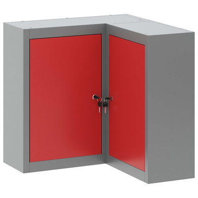 Vidaxxl armoire à outils avec étagère rouge et gris 55 x 55 x 55 cm