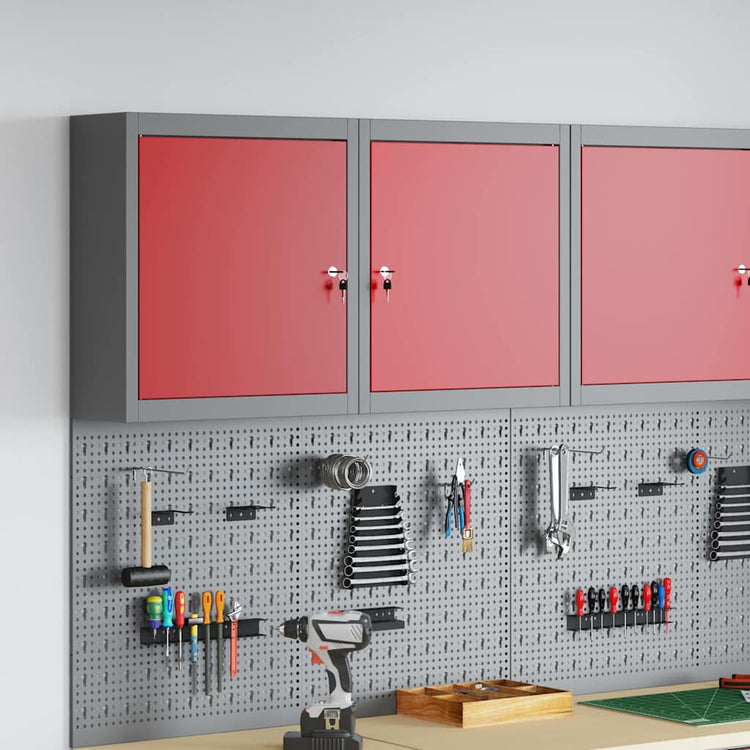 Vidaxx armoire à outils avec étagère rouge et gris 50 x 20 x 55 cm