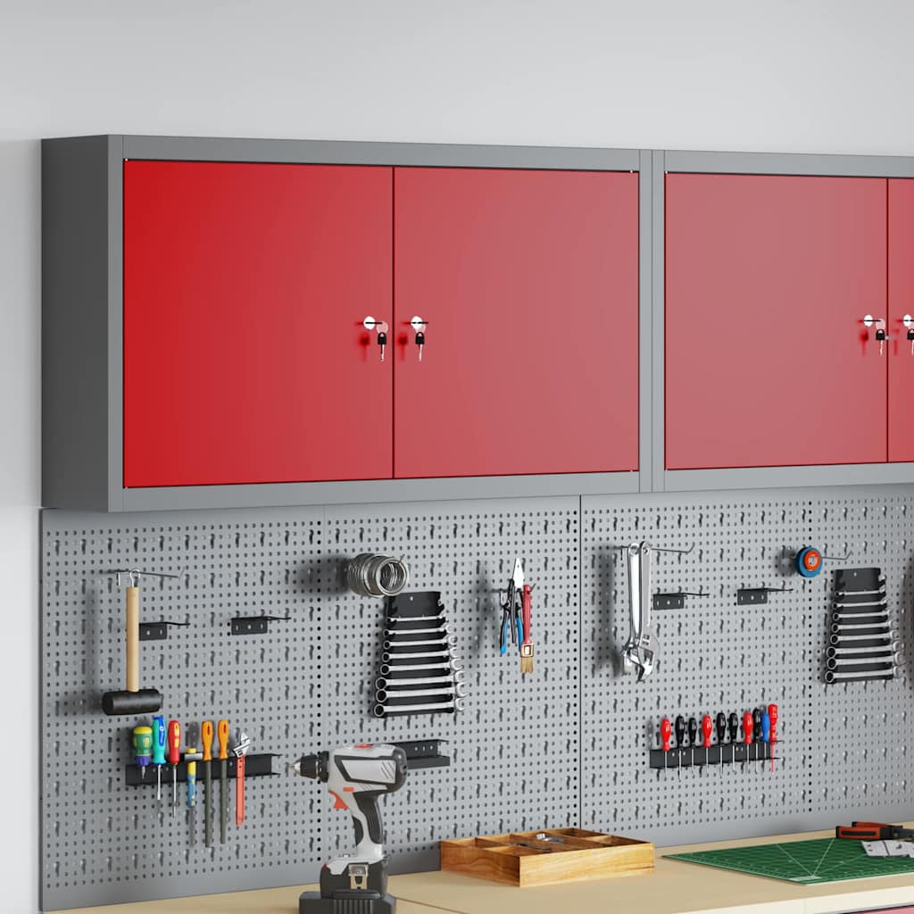 Vidaxx armoire à outils avec étagère rouge et gris 50 x 20 x 55 cm