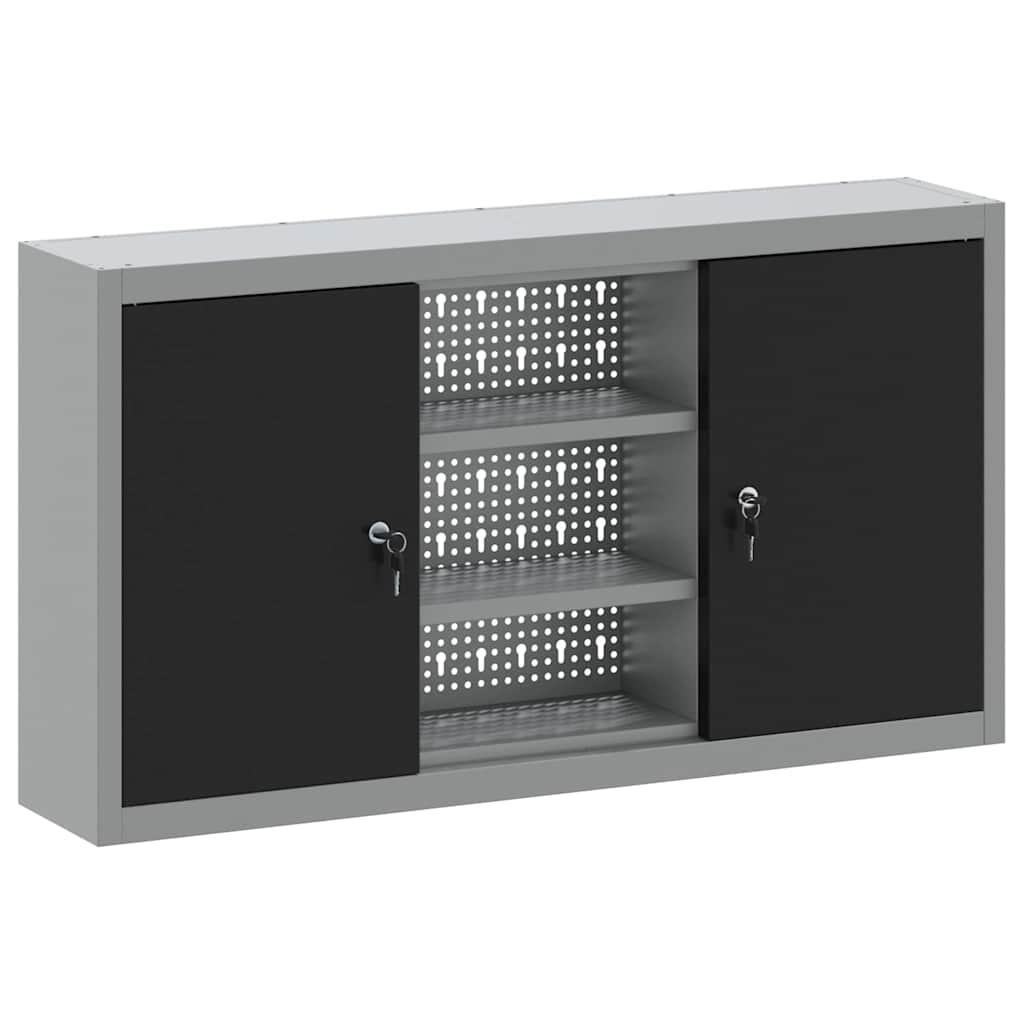 Vidaxxl armoire à outils avec étagère noir et gris 50 x 20 x 55 cm