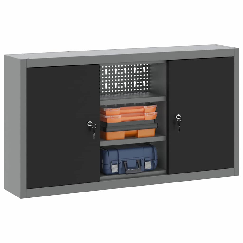 Vidaxxl armoire à outils avec étagère noir et gris 50 x 20 x 55 cm