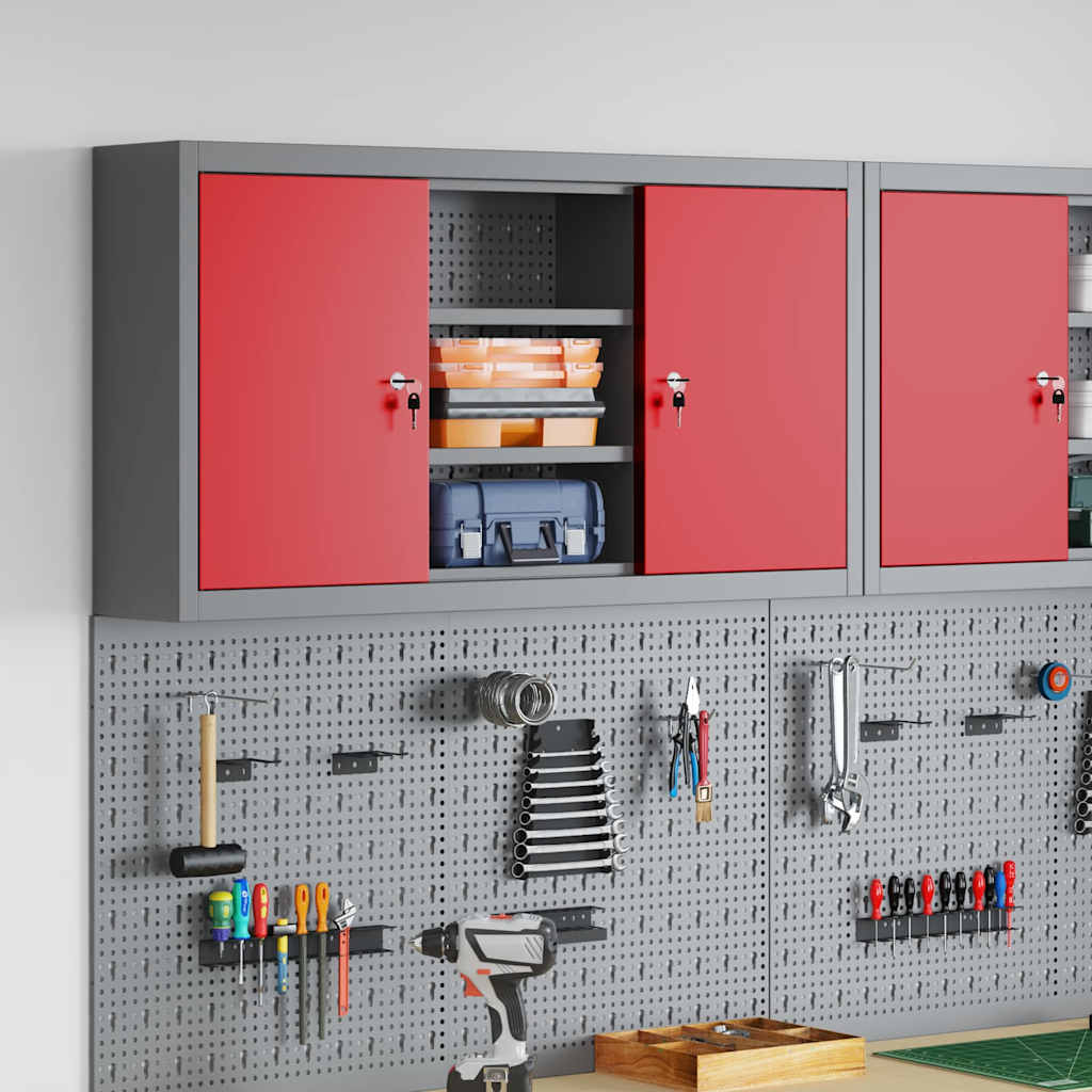 Vidaxx armoire à outils avec étagère rouge et gris 50 x 20 x 55 cm