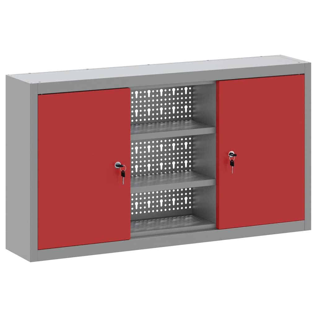 Vidaxx armoire à outils avec étagère rouge et gris 50 x 20 x 55 cm