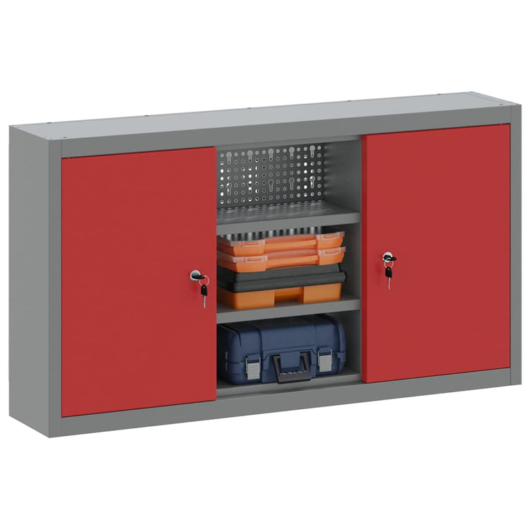 Vidaxx armoire à outils avec étagère rouge et gris 50 x 20 x 55 cm