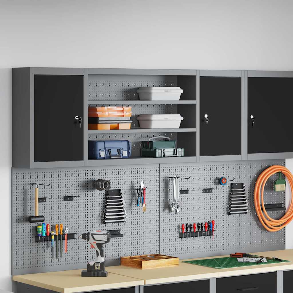 Vidaxxl armoire à outils avec étagère noir et gris 50 x 20 x 55 cm