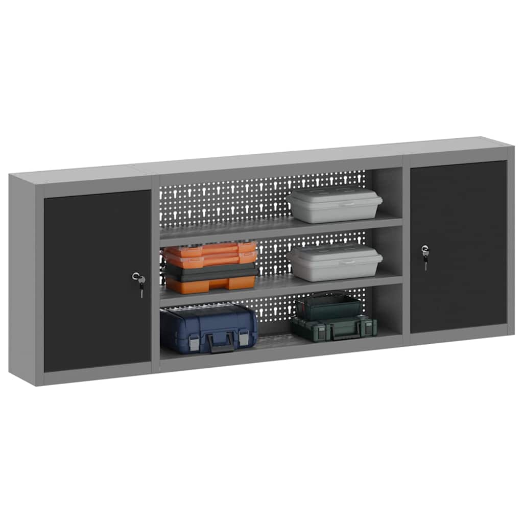 Vidaxxl armoire à outils avec étagère noir et gris 50 x 20 x 55 cm