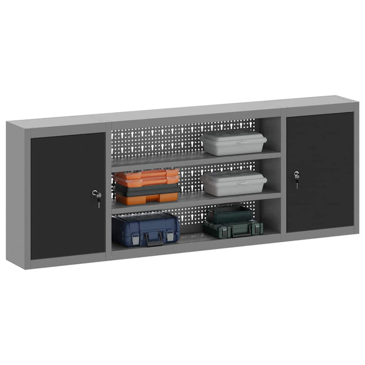 Vidaxxl armoire à outils avec étagère noir et gris 50 x 20 x 55 cm
