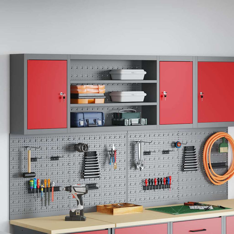 Vidaxx armoire à outils avec étagère rouge et gris 50 x 20 x 55 cm