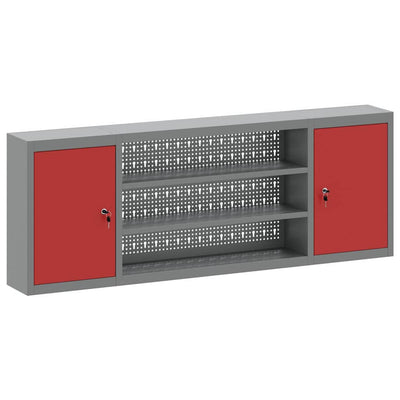 Vidaxx armoire à outils avec étagère rouge et gris 50 x 20 x 55 cm