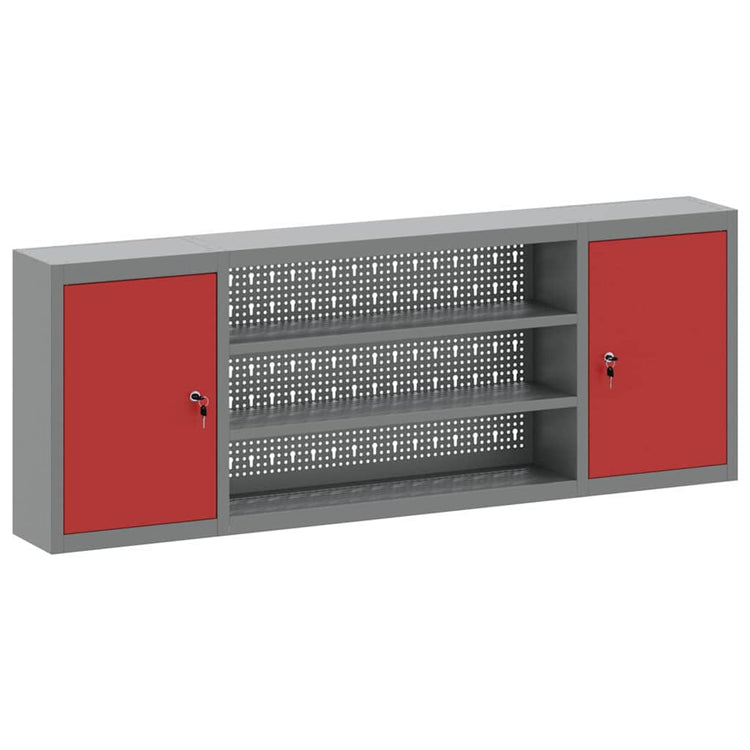 Vidaxx armoire à outils avec étagère rouge et gris 50 x 20 x 55 cm