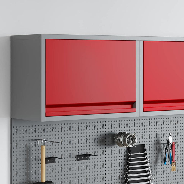 VidaXL armoire à outils avec rangement rouge et gris 50 x 25 x 35 cm