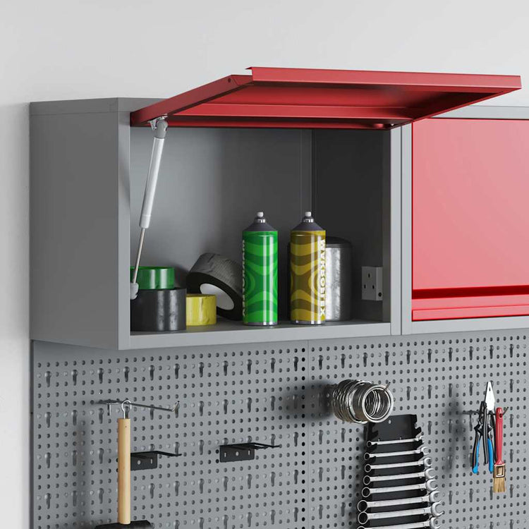 VidaXL armoire à outils avec rangement rouge et gris 50 x 25 x 35 cm