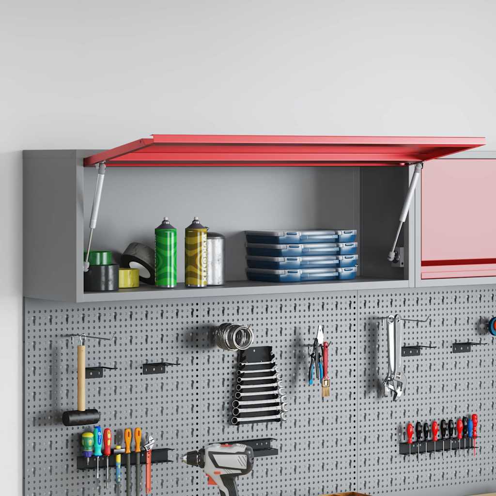 Vidaxxl armoire à outils avec rangement rouge et gris 100 x 25 x 35 cm
