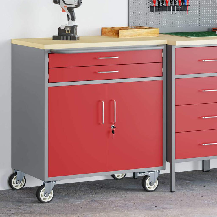 Établi VidaXL rouge et gris 75 x 45 x 85 cm bois d'ingénierie et acier
