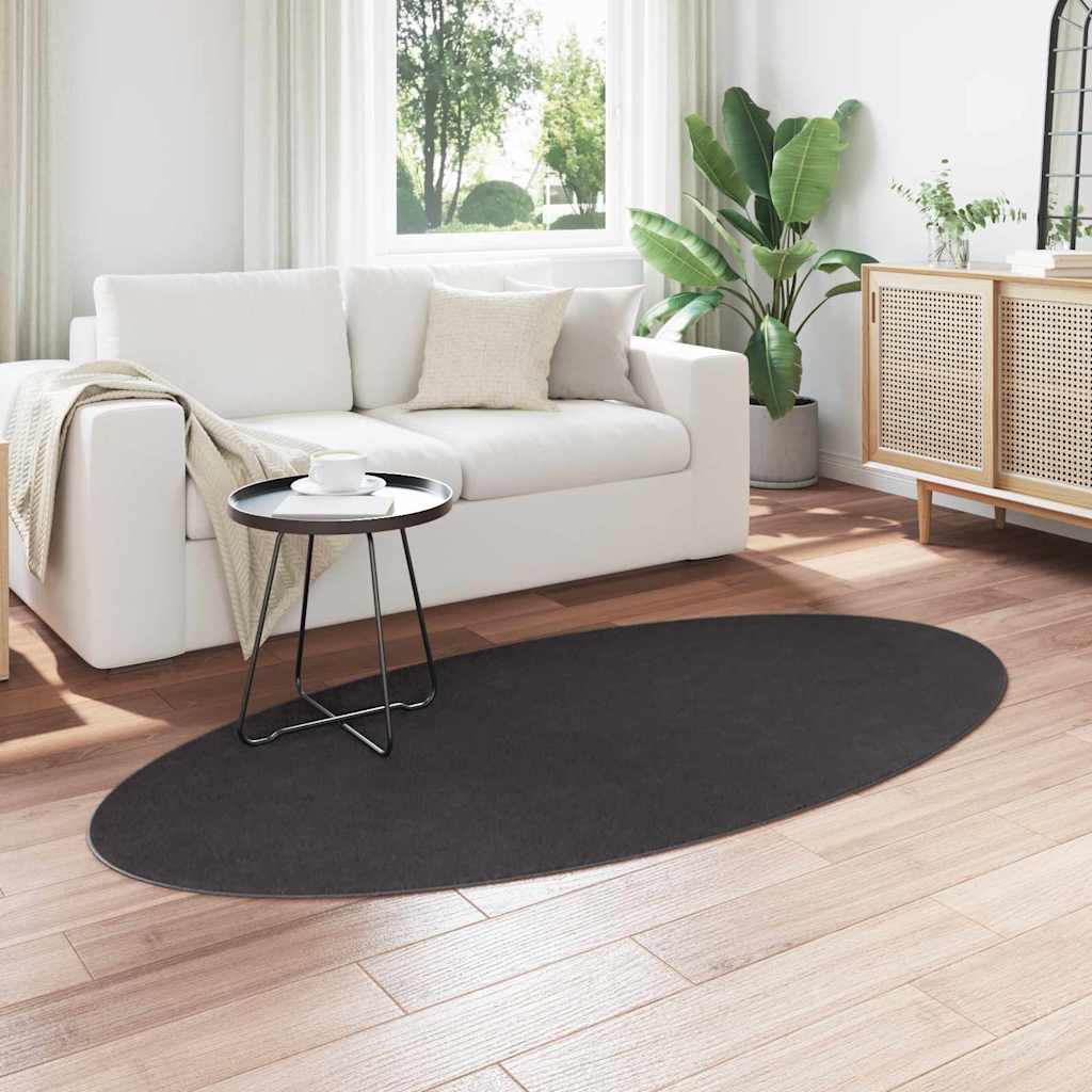 Vidaxl tapis ovale huarte anthracite 100 x 200 cm 100% polyester