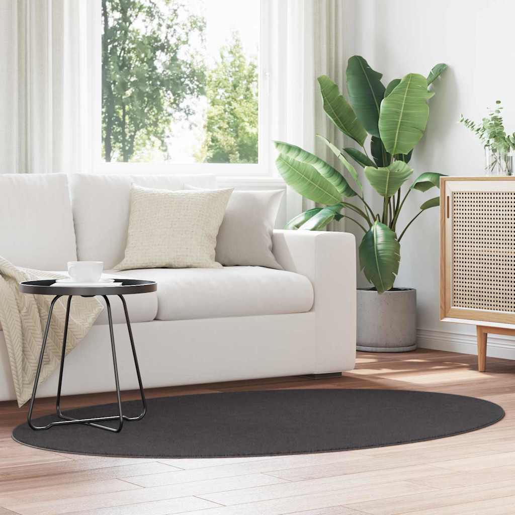 Vidaxl tapis ovale huarte anthracite 120 x 170 cm 100% polyester