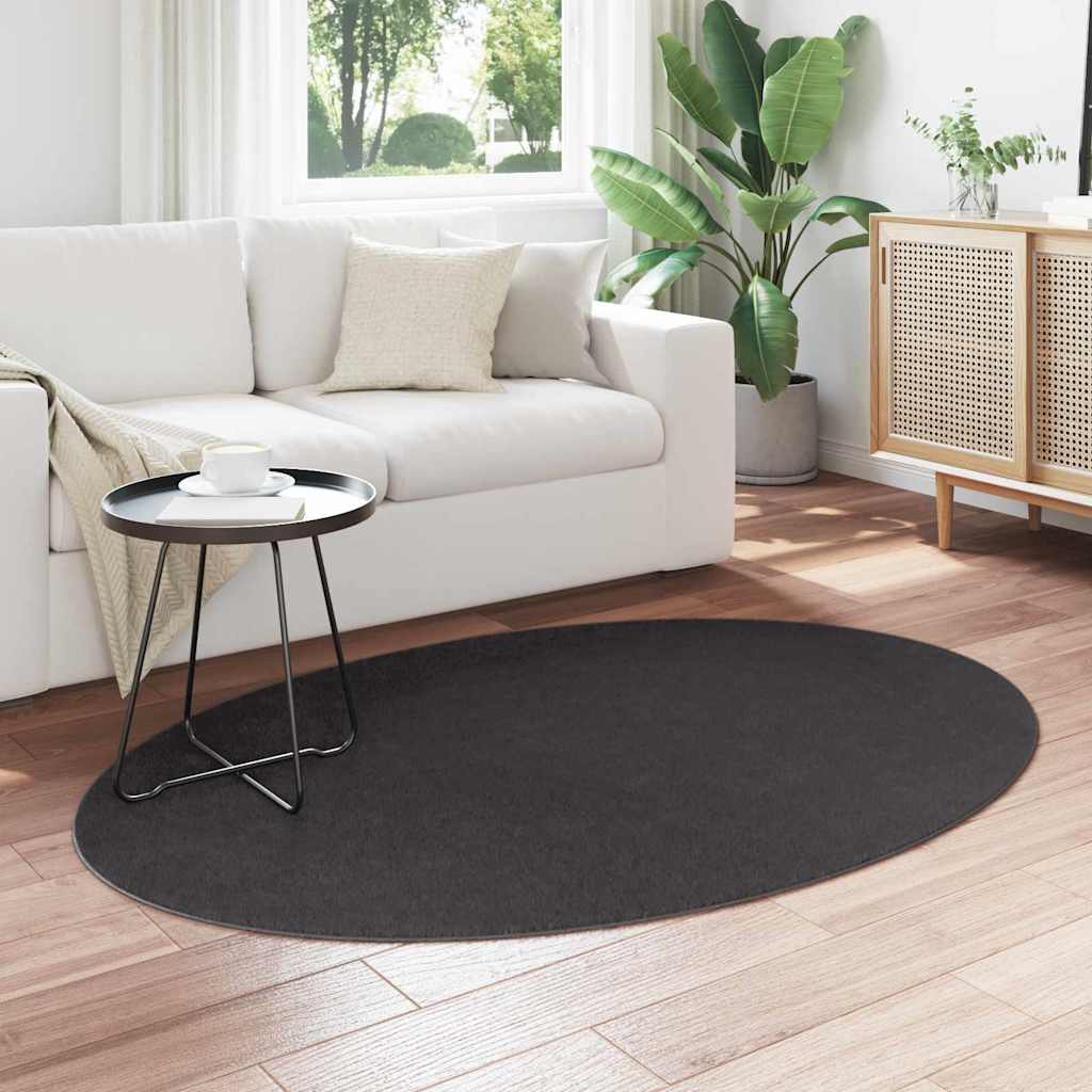 Vidaxl tapis ovale huarte anthracite 120 x 170 cm 100% polyester