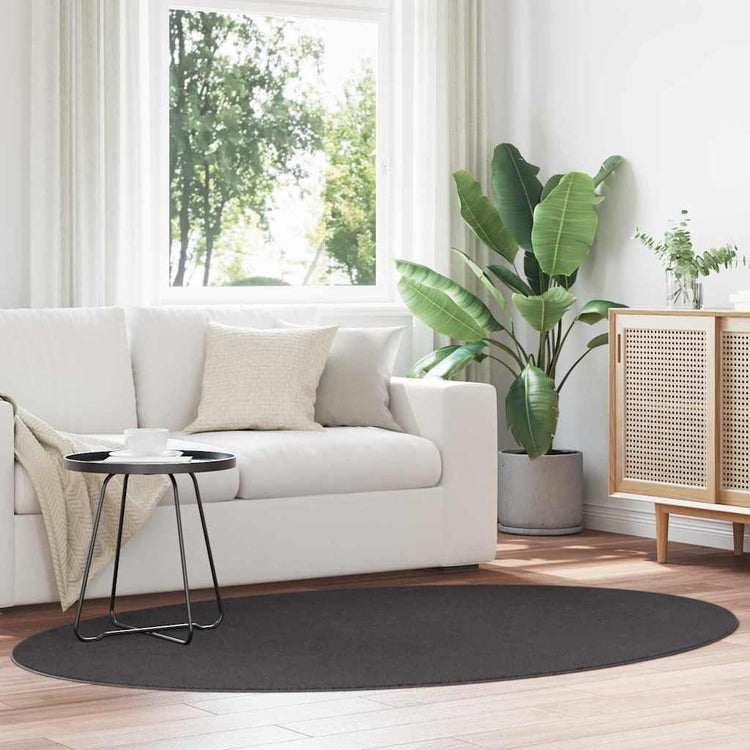 Vidaxl tapis ovale huarte anthracite 140 x 200 cm 100% polyester