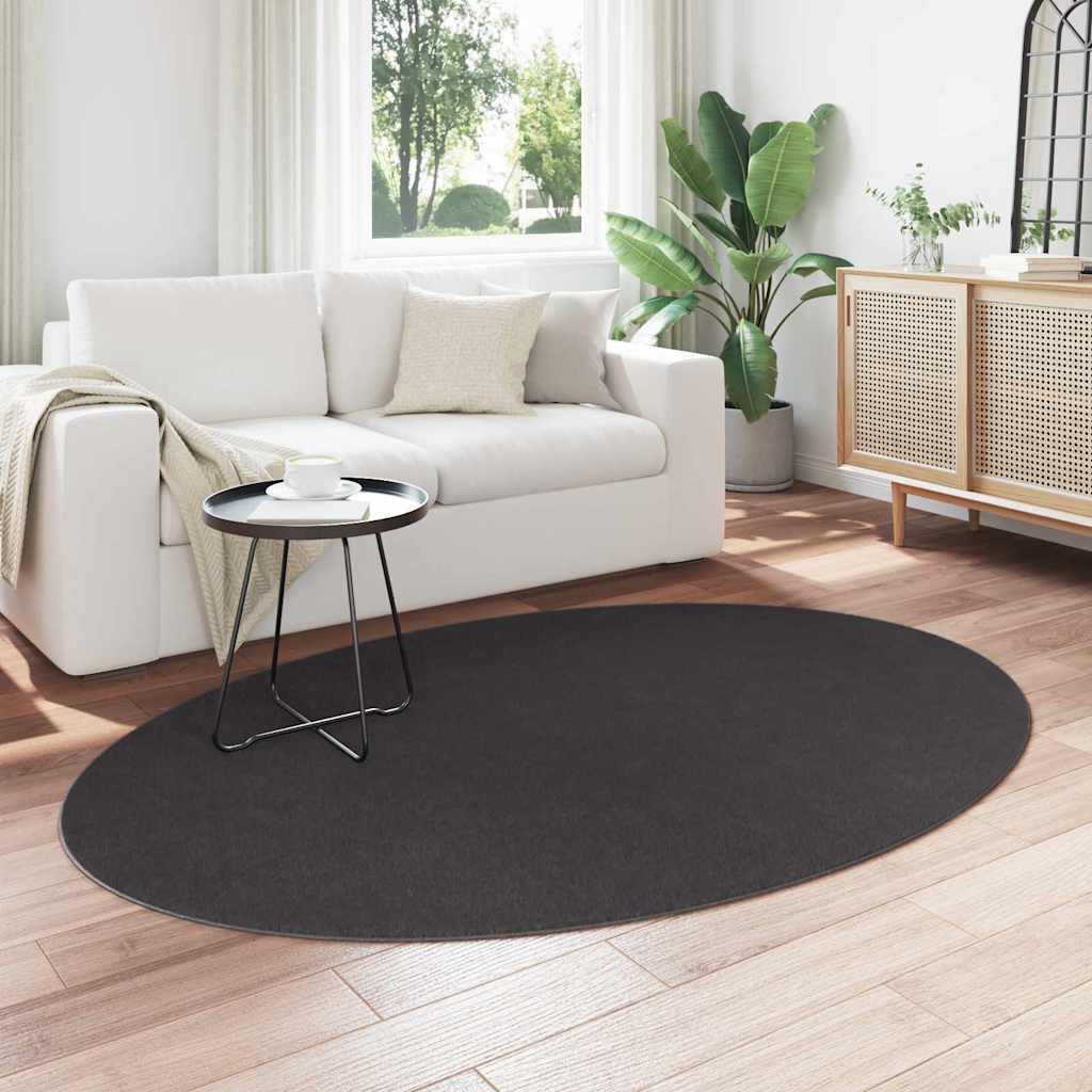 Vidaxl tapis ovale huarte anthracite 140 x 200 cm 100% polyester