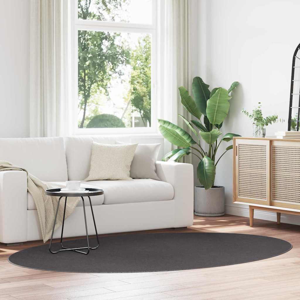 Vidaxl tapis ovale huarte anthracite 160 x 230 cm 100% polyester