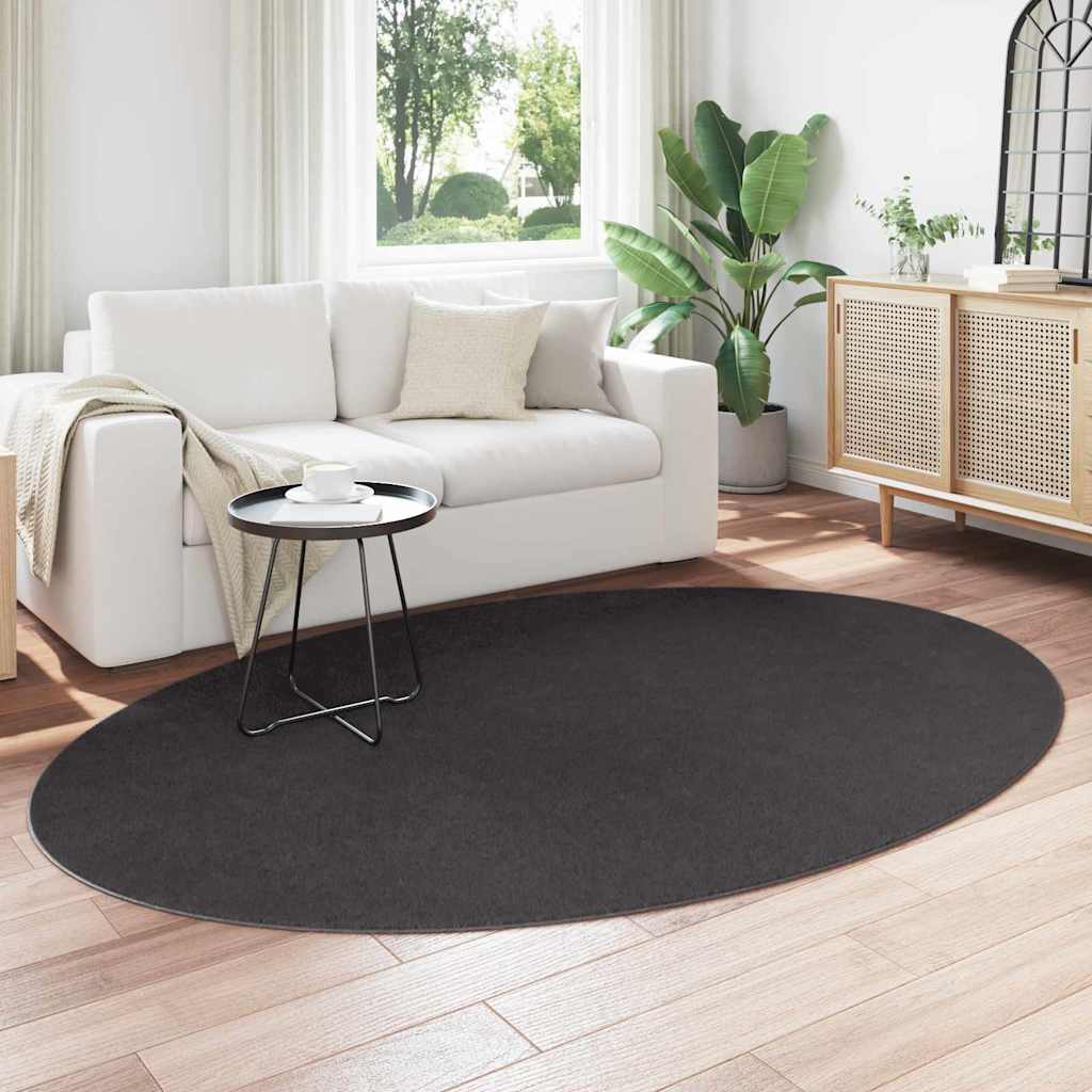 Vidaxl tapis ovale huarte anthracite 160 x 230 cm 100% polyester