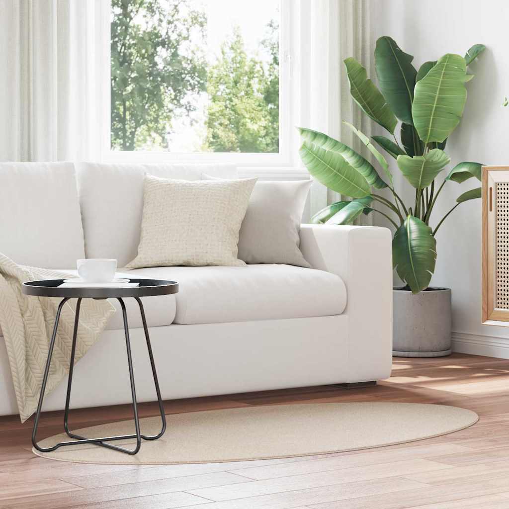 Vidaxl tapis ovale huarte beige 80 x 150 cm 100% polyester
