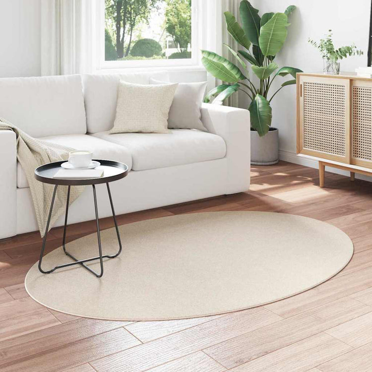 Vidaxl tapis ovale huarte beige 120 x 170 cm 100% polyester