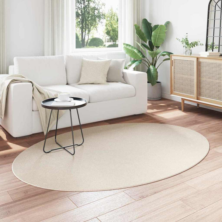 Vidaxl tapis ovale huarte beige 140 x 200 cm 100% polyester