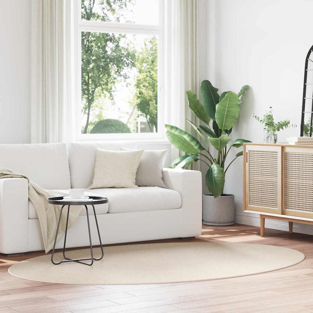 Vidaxl tapis ovale huarte beige 160 x 230 cm 100% polyester