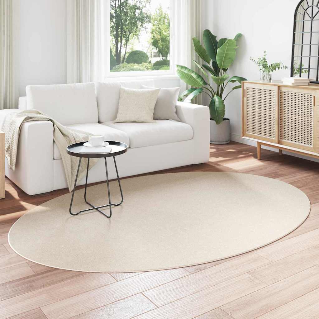 Vidaxl tapis ovale huarte beige 160 x 230 cm 100% polyester
