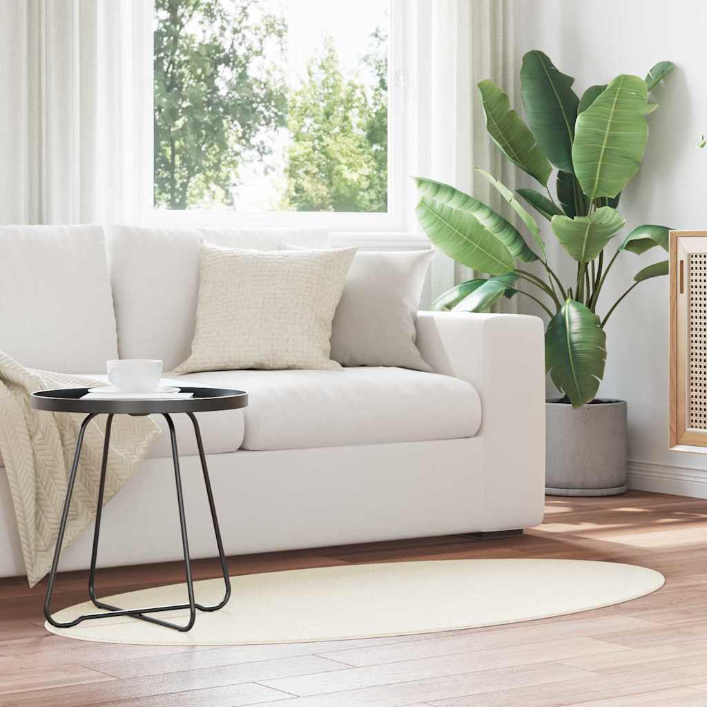 Vidaxl tapis ovale huarte crème 80 x 150 cm 100% polyester