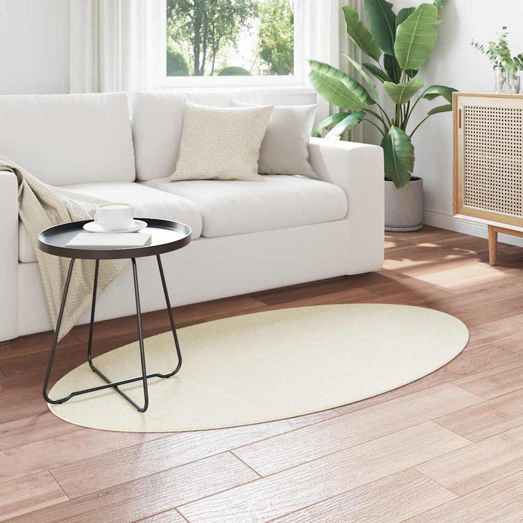 Vidaxl tapis ovale huarte crème 80 x 150 cm 100% polyester