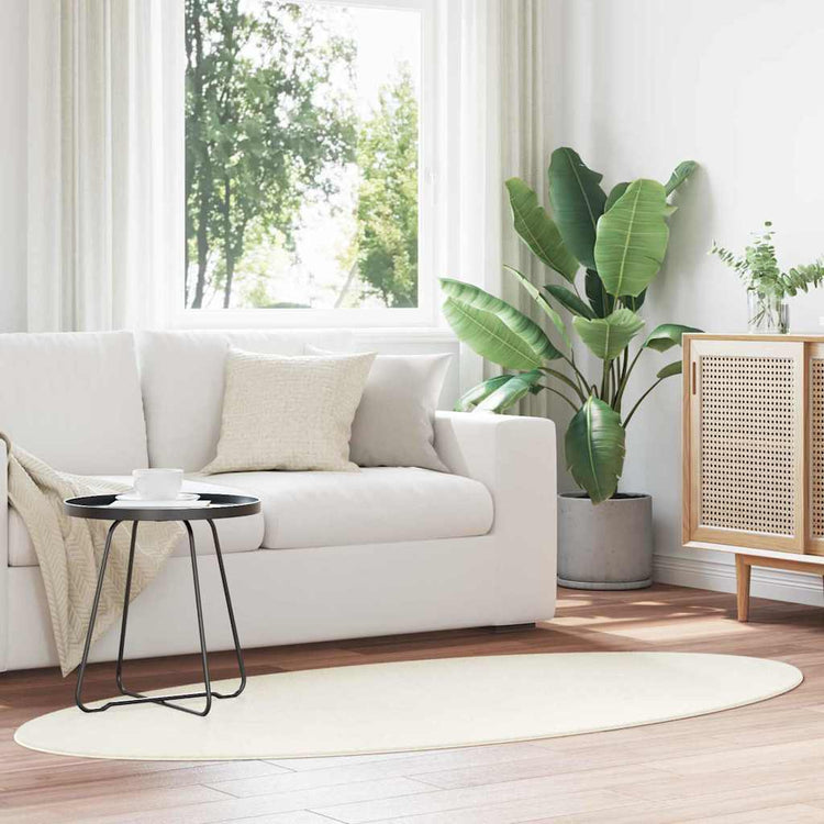 Vidaxl tapis ovale huarte crème 100 x 200 cm 100% polyester