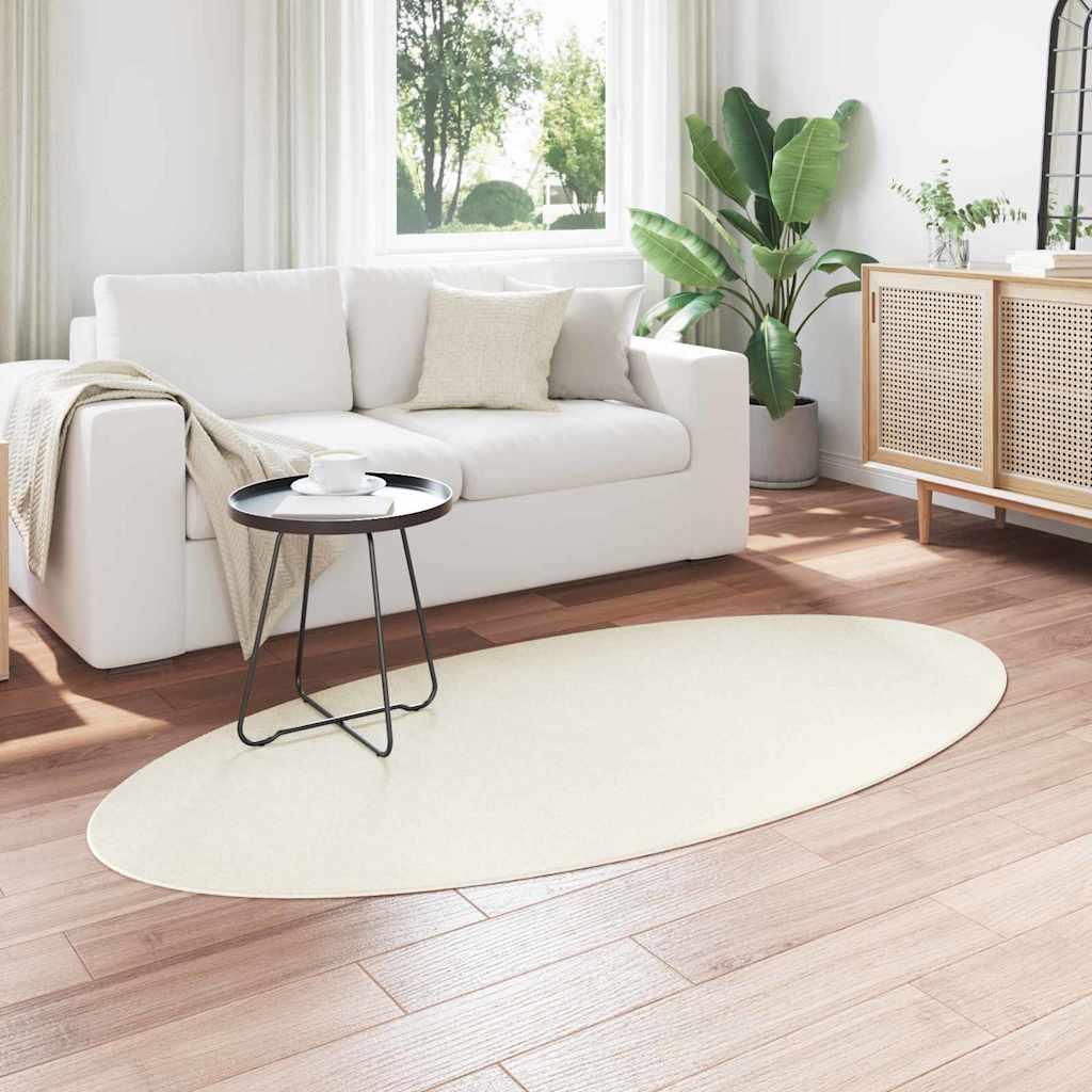 Vidaxl tapis ovale huarte crème 100 x 200 cm 100% polyester