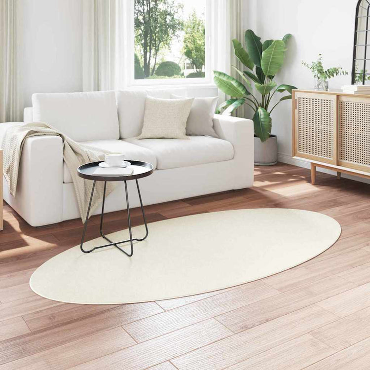 Vidaxl tapis ovale huarte crème 100 x 200 cm 100% polyester