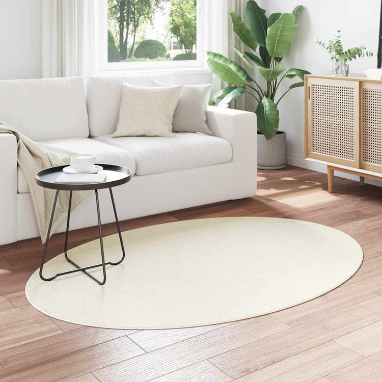 Vidaxl tapis ovale huarte crème 120 x 170 cm 100% polyester