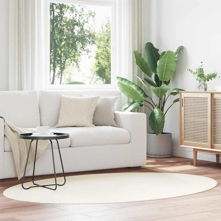 Vidaxl tapis ovale huarte crème 140 x 200 cm 100% polyester