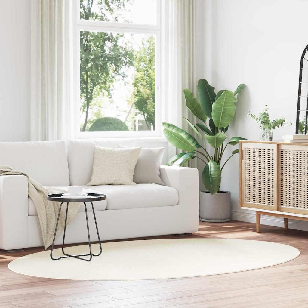 Vidaxl tapis ovale huarte crème 160 x 230 cm 100% polyester