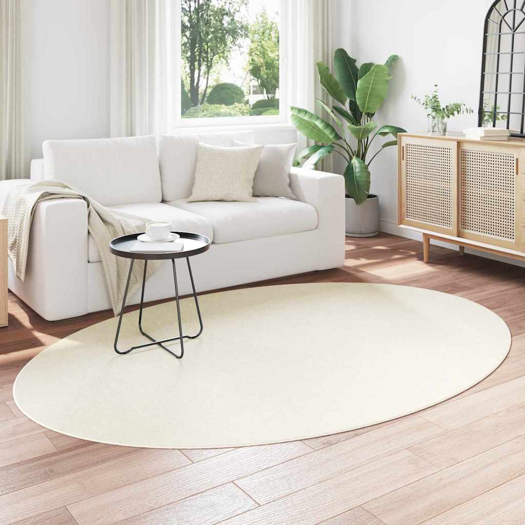 Vidaxl tapis ovale huarte crème 160 x 230 cm 100% polyester