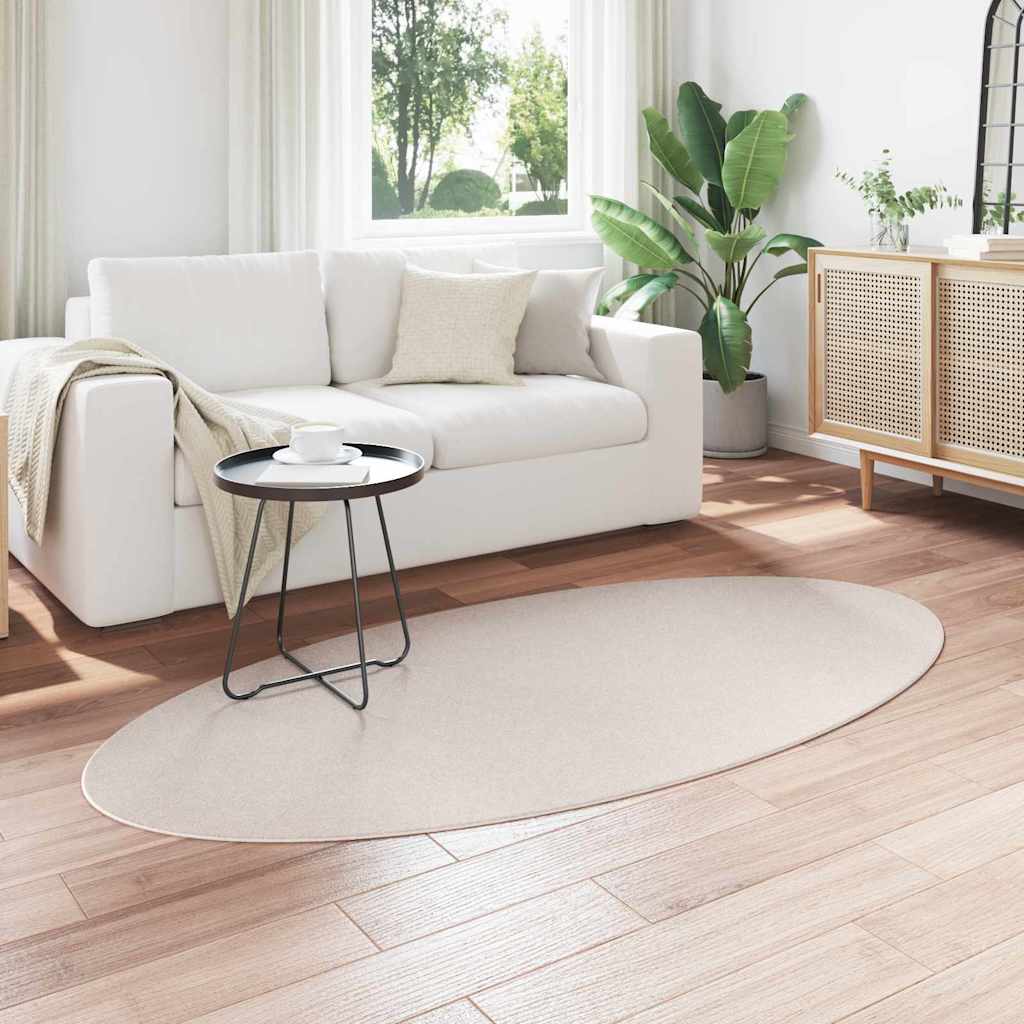 Vidaxl tapis ovale huarte sable 100 x 200 cm 100% polyester
