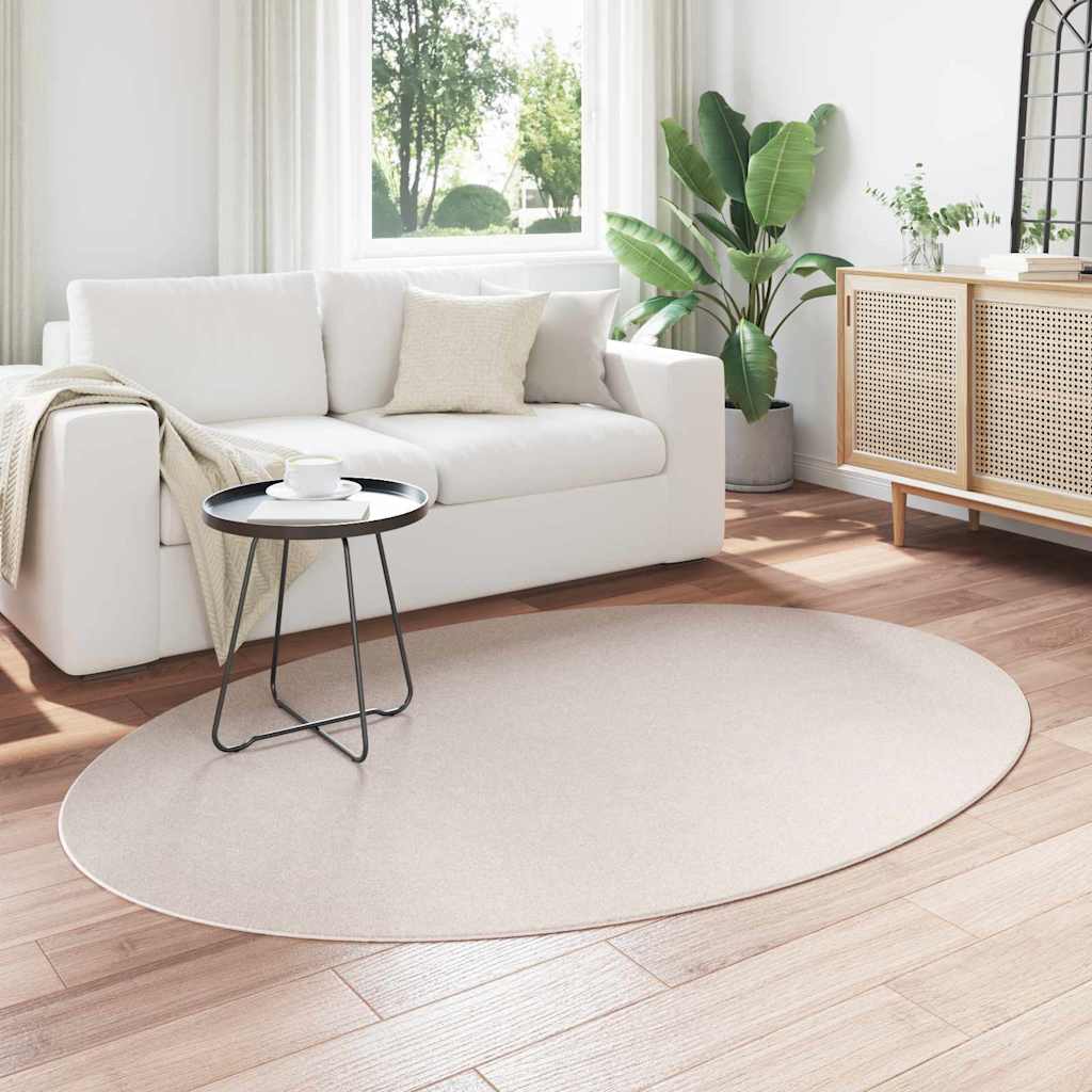 Vidaxl tapis ovale huarte sable 140 x 200 cm 100% polyester