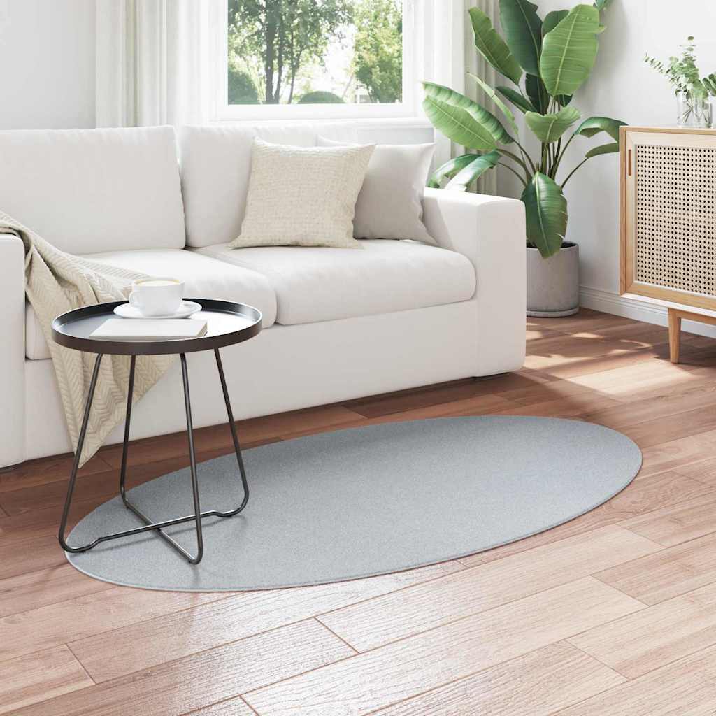 Vidaxl tapis ovale huarte gris 80 x 150 cm 100% polyester